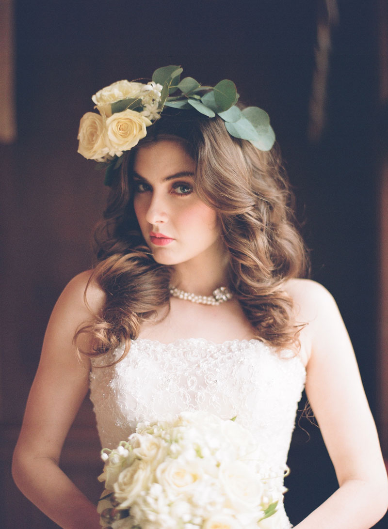 11-bride-flower-crown-grace-small-pearl-crystal-necklace-wavy-hair-down