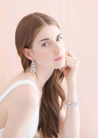 long crystal chandelier wedding earrings