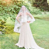 dramatic chantilly lace bridal veil fingertip length blusher