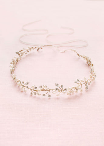 Delicate Pearl & Crystal Hair Vine (Gold) {Sale}