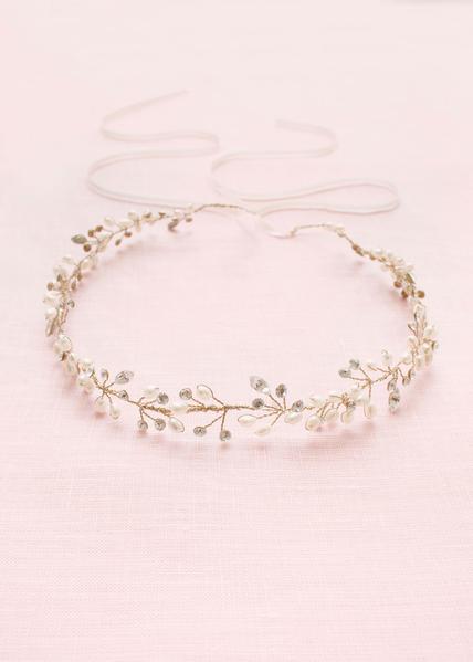 Delicate Pearl & Crystal Hair Vine (Gold)