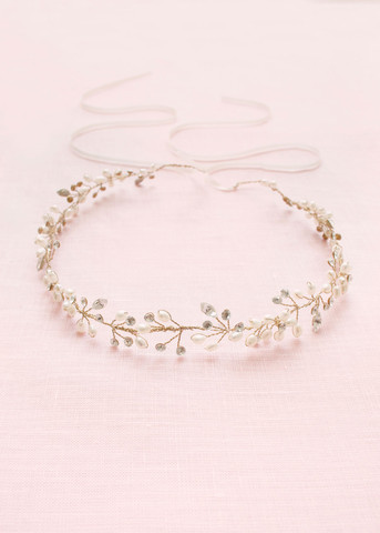 Delicate Pearl & Crystal Hair Vine (Gold)