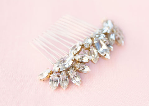 Lotus Flower Crystal Comb (Gold)