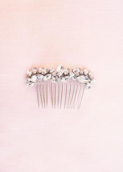Lotus Flower Crystal Comb (Silver)
