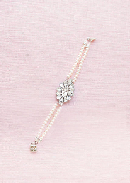 Petite Pearl & Crystal Brooch Bracelet