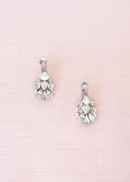 Petite Crystal Drop Earrings (Silver)