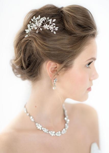 Delicate Pearl & Crystal Combs (Silver)