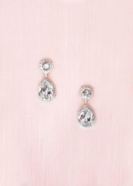 Adeline Crystal Teardop Earrings (Silver)