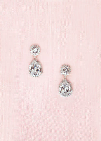 Adeline Crystal Teardop Earrings (Silver)