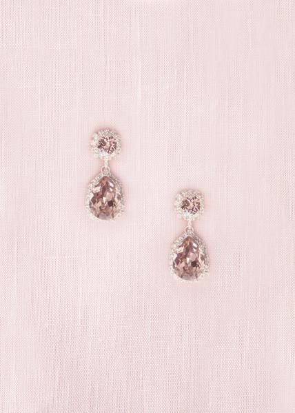 Adeline Crystal Teardop Earrings (Blush)