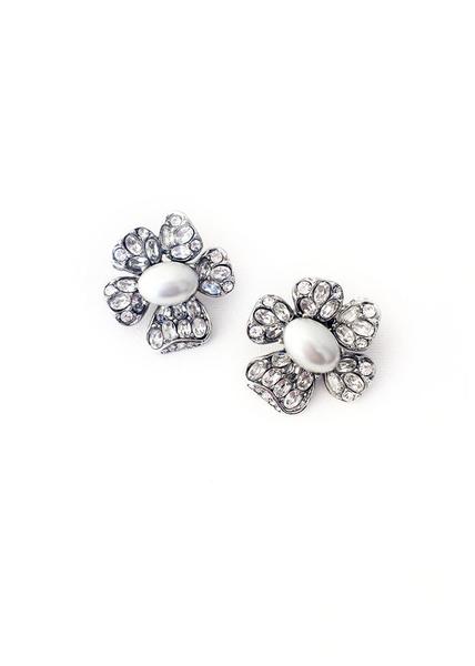 Crystal & Pearl Floral Earrings