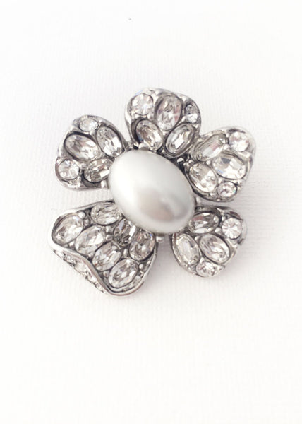 Crystal & Pearl Floral Earrings