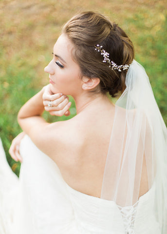 Delicate Pearl & Crystal Hair Vine (Silver)
