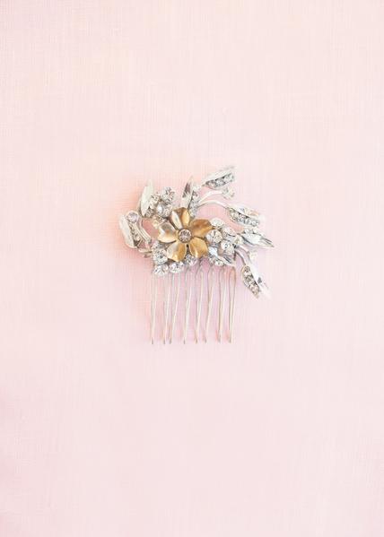 Gold and crystal Emme bridal comb by Enchanted Atelier