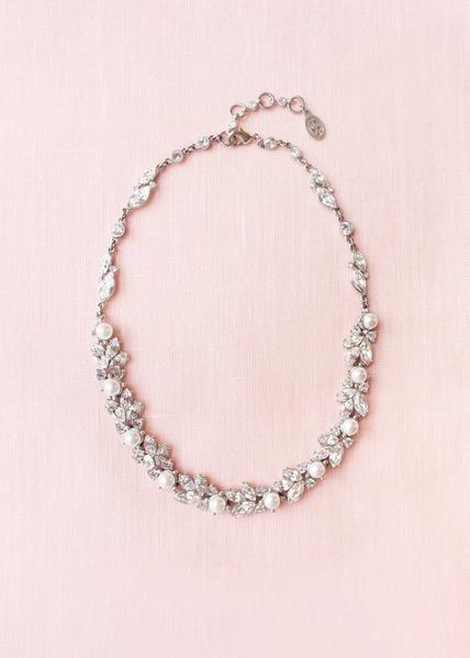 Floral crystal & pearl necklace by Ben-Amun