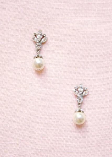 ben-amun floral crystal & pearl small drop earrings