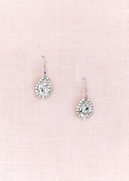 classic Swarovski crystal drop bridal earrings on crystal french wire.