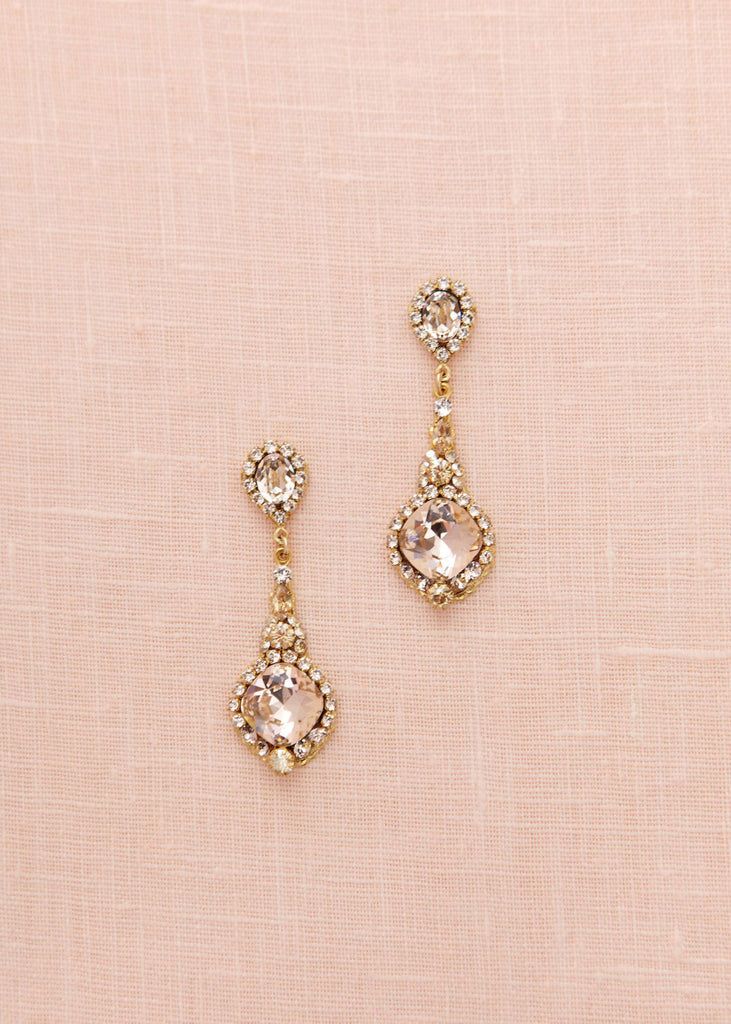 Vintage Crystal Drop II Earrings (Golden Shadow)