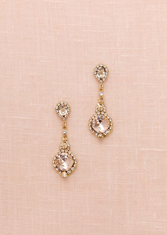 Vintage Crystal Drop II Earrings (Golden Shadow)