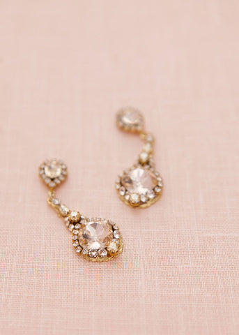 Vintage Crystal Drop II Earrings (Golden Shadow)