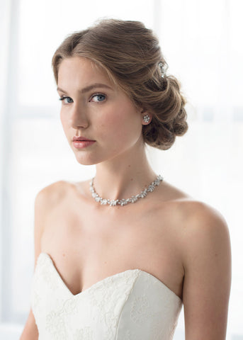 marchesa silver leaf collar necklace