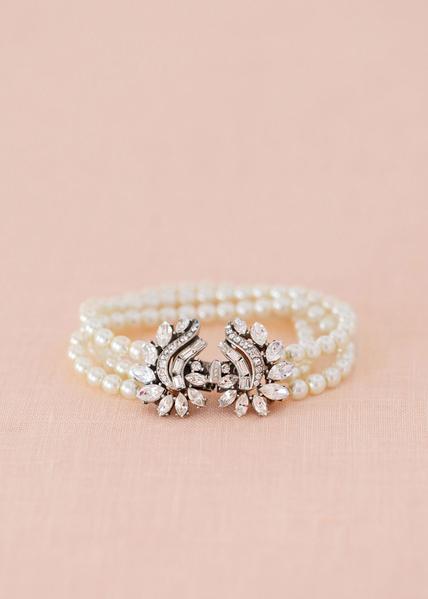 Pearl & Crystal Swirl Clasp Bracelet