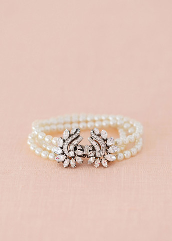 Pearl & Crystal Swirl Clasp Bracelet