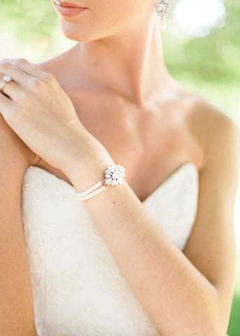 Petite Pearl & Crystal Brooch Bracelet