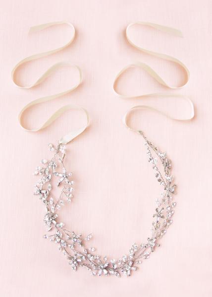 untamed petals swarovski crystal bridal sage headpiece or belt 