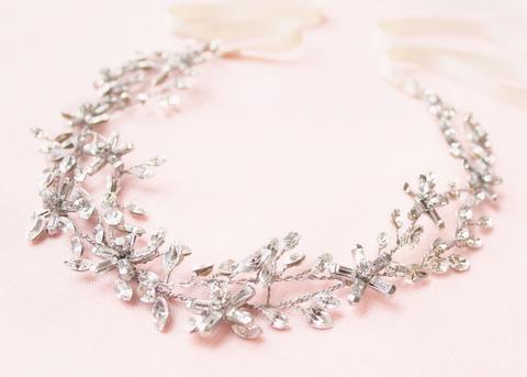 untamed petals swarovski crystal bridal sage headpiece or belt 