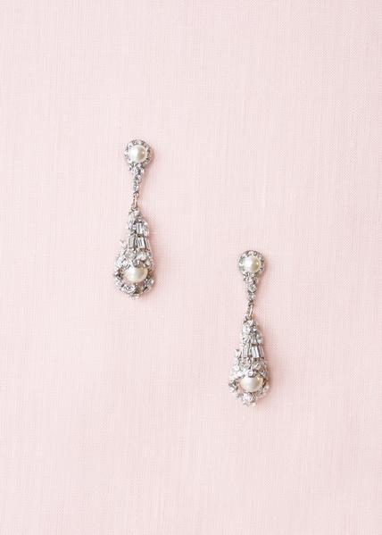 Maria Elena E372 pearl and crystal bridal earrings