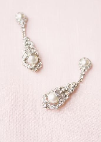 Maria Elena E372 pearl and crystal bridal earrings
